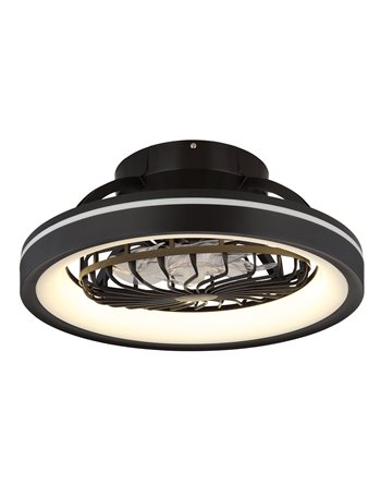 Deanne ventilatore plastica nero satinato LED