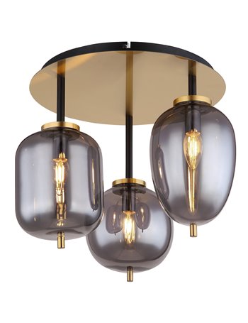 Blacky i plafoniera metallo color ottone satinato 3x E14 IP20