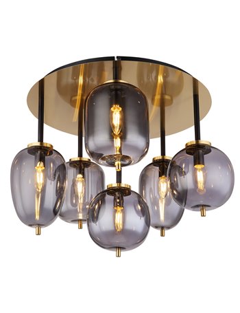 Blacky i plafoniera metallo color ottone satinato 6x E14 IP20