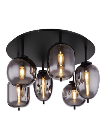 Blacky plafoniera metallo nero satinato 6x E14 IP20
