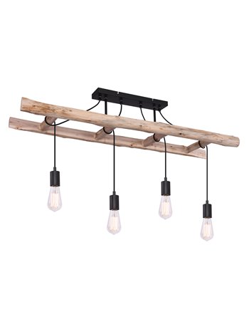 Irmgard plafoniera legno color naturale 4x E27 