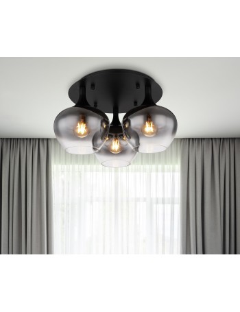 Maxy plafoniera metallo nero satinato 3x E27 IP20 Maxy plafoniera metallo nero satinato 3x E27 IP20