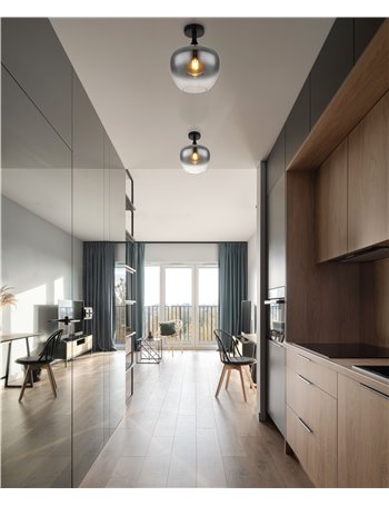 Maxy plafoniera metallo nero satinato 1x E27 IP20 Maxy plafoniera metallo nero satinato 1x E27 IP20