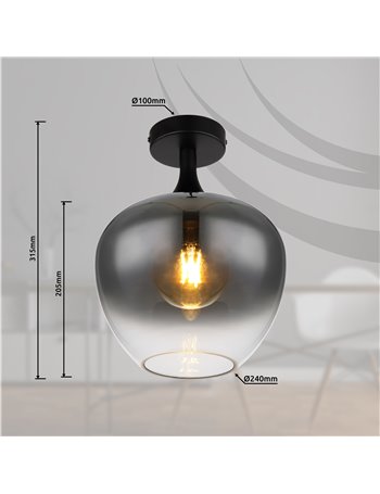 Maxy plafoniera metallo nero satinato 1x E27 IP20 Maxy plafoniera metallo nero satinato 1x E27 IP20