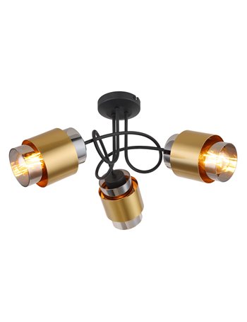 Milley plafoniera metallo nero satinato 3x E27 IP20