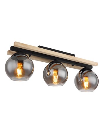 Conni plafoniera metallo nero satinato 3x E27 IP20