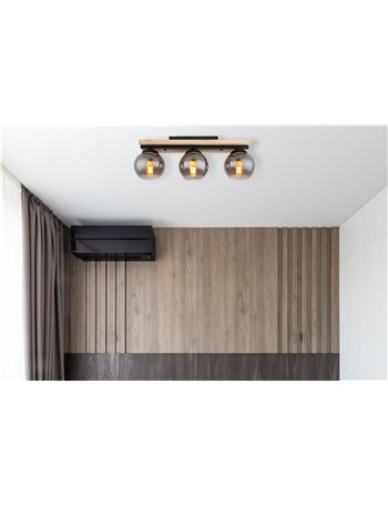 Conni plafoniera metallo nero satinato 3x E27 IP20 Conni plafoniera metallo nero satinato 3x E27 IP20