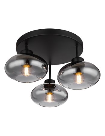 Shaun plafoniera metallo nero satinato 3x E27 IP20
