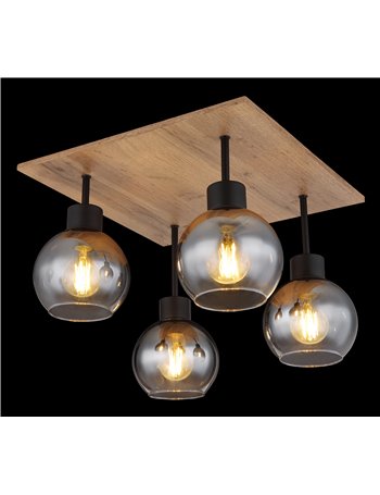 Moitas plafoniera metallo nero satinato 4x E27 IP20 Moitas plafoniera metallo nero satinato 4x E27 IP20