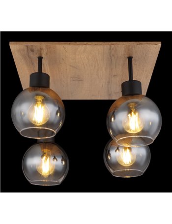 Moitas plafoniera metallo nero satinato 4x E27 IP20 Moitas plafoniera metallo nero satinato 4x E27 IP20