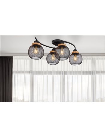 Pablo plafoniera metallo nero satinato 4x E27 IP20 Pablo plafoniera metallo nero satinato 4x E27 IP20