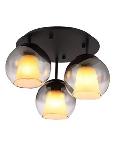 Barry plafoniera metallo nero satinato 3x E27 IP20