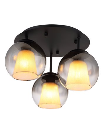 Barry plafoniera metallo nero satinato 3x E27 IP20