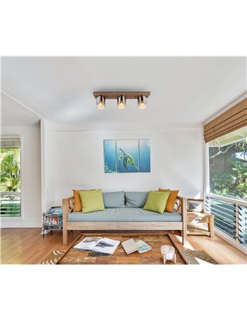 Underwood plafoniera MDF effetto legno scuro 3x E27 IP20