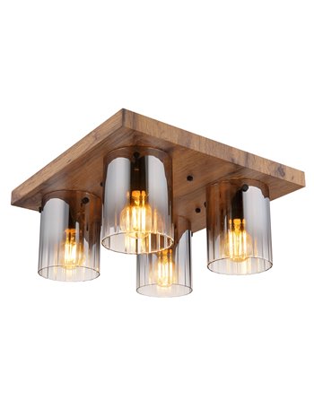 Underwood plafoniera MDF effetto legno scuro 4x E27 IP20