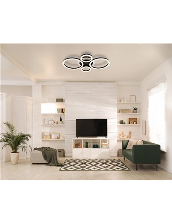 Loretta plafoniera metallo nero satinato LED IP20