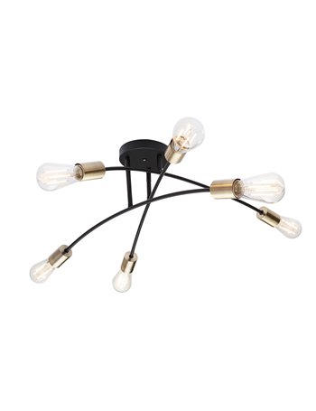 Sarini plafoniera metallo nero 6x E27 IP20