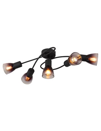 Satella plafoniera metallo nero satinato 5x E14 IP20
