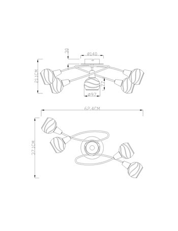Elliott plafoniera metallo nichel satinato 5x E14 IP20 Elliott plafoniera metallo nichel satinato 5x E14 IP20