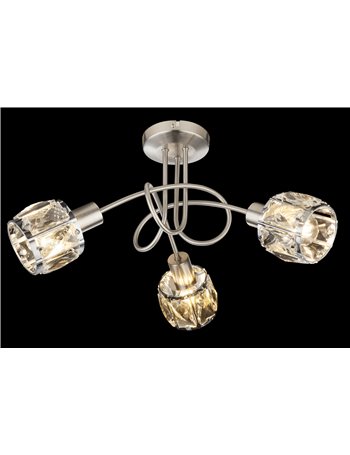 Kris plafoniera metallo nichel satinato 3x E14 IP20