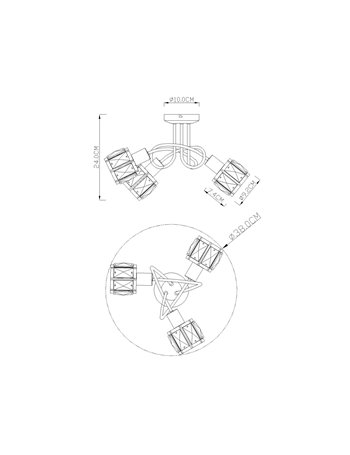 Kris plafoniera metallo nichel satinato 3x E14 IP20