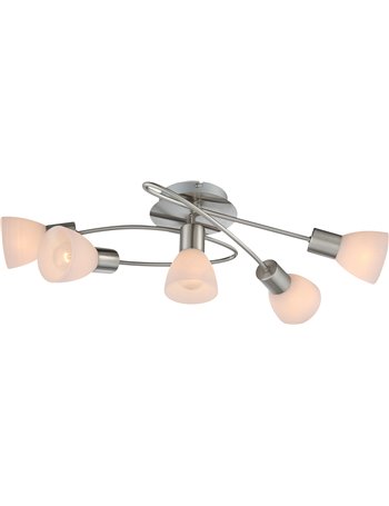 Panna plafoniera metallo nichel satinato 5x E14 IP20