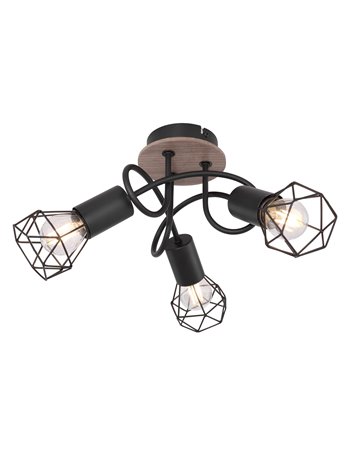 Xara i plafoniera metallo nero 3x E14 IP20