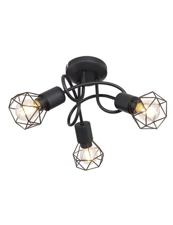 Xara i plafoniera metallo nero 3x E14 IP20