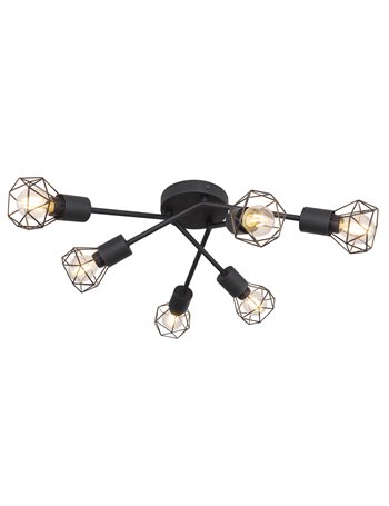 Xara i plafoniera metallo nero 6x E14 IP20