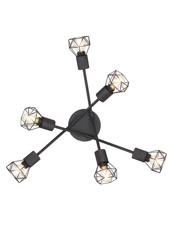 Xara i plafoniera metallo nero 6x E14 IP20 Xara i plafoniera metallo nero 6x E14 IP20