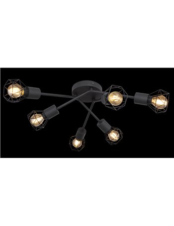Xara i plafoniera metallo nero 6x E14 IP20 Xara i plafoniera metallo nero 6x E14 IP20