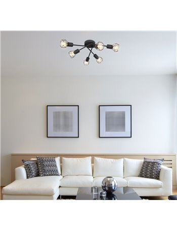 Xara i plafoniera metallo nero 6x E14 IP20 Xara i plafoniera metallo nero 6x E14 IP20