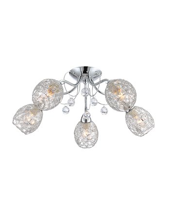 Kordula plafoniera metallo cromato 5x E14 IP20
