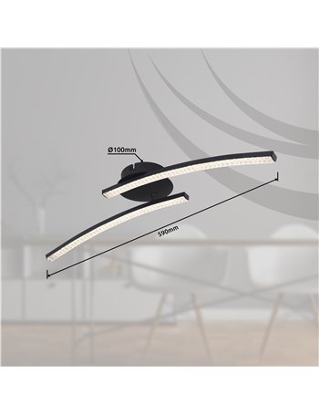 Jules plafoniera metallo nero satinato LED IP20